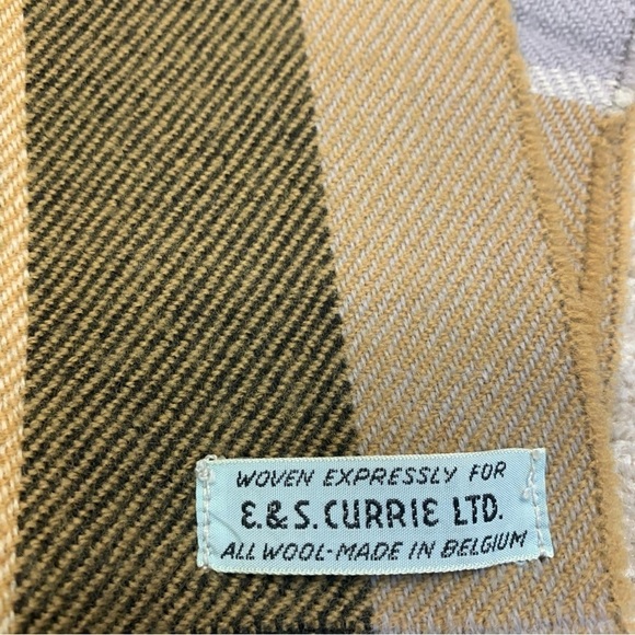 CAMEL brown gray black plaid check unisex fall winter wool scarf🔥 - Picture 6 of 7